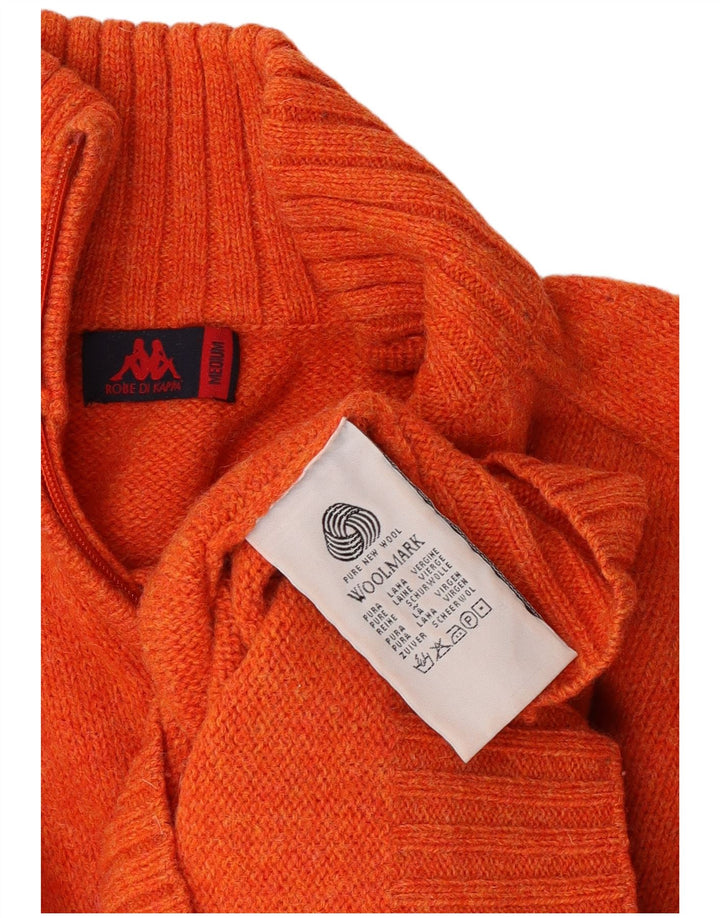 Kappa Herre Zip Neck Jumper Sweater Medium Orange Virgin Wool