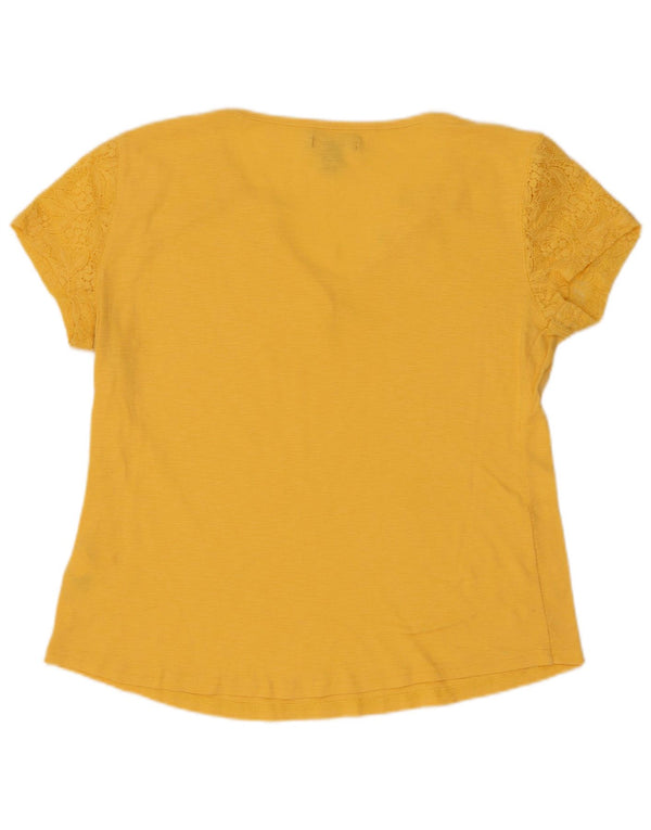 Chaps Dame T-Shirt Top UK 16 Large Yellow Floral Nylon