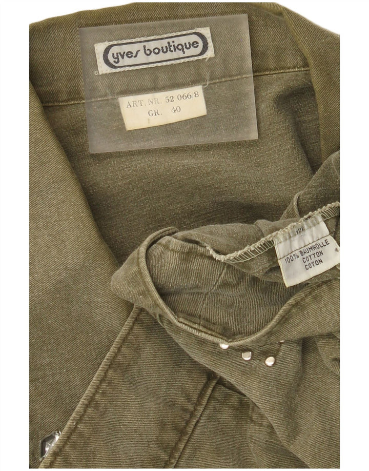 Vintage Dame Crop denimjakke EU 40 Medium Green Bomuld