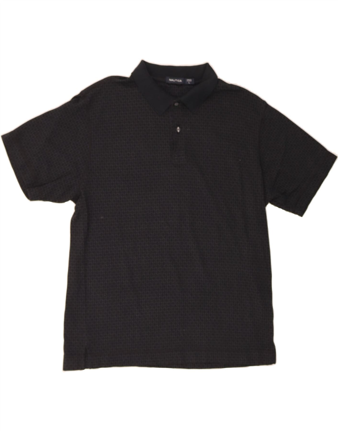 NAUTICA Mens Polo Shirt Large Black Geometric Cotton Vintage Nautica and Second-Hand Nautica from Messina Hembry 