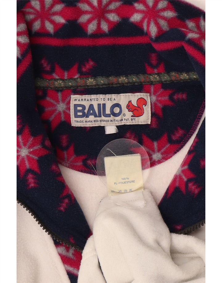 BAILO Fleece Jumper med lynlås til mænd XL White Fair Isle Polyester