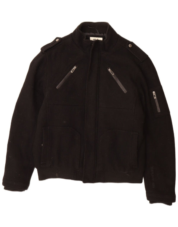 ANGELO LITRICO Herre Military Bomber Jacket UK 42 XL Sort Uld