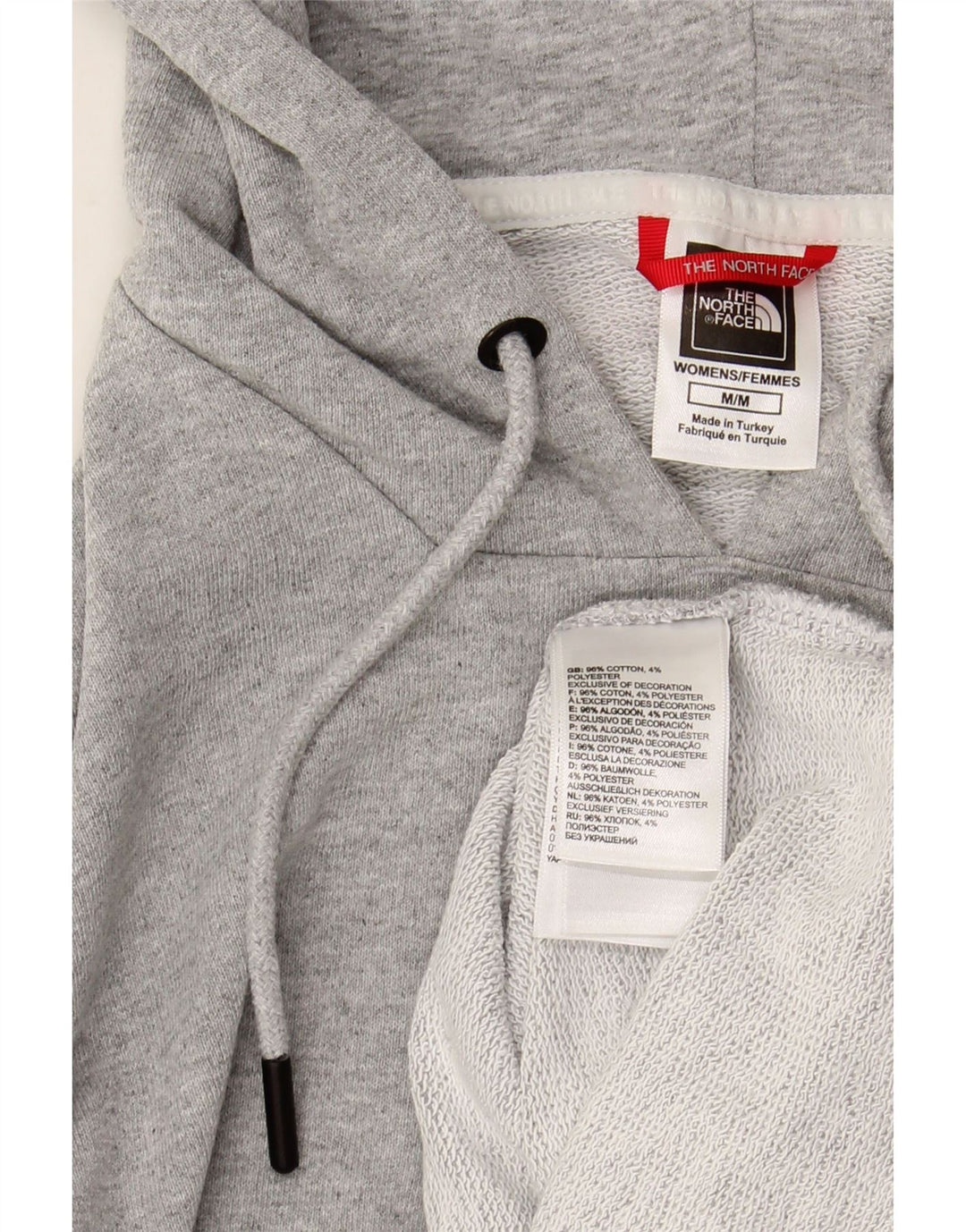 THE NORTH FACE Dame Crop Graphic Hoodie Jumper UK 14 Medium Grey Bomuld