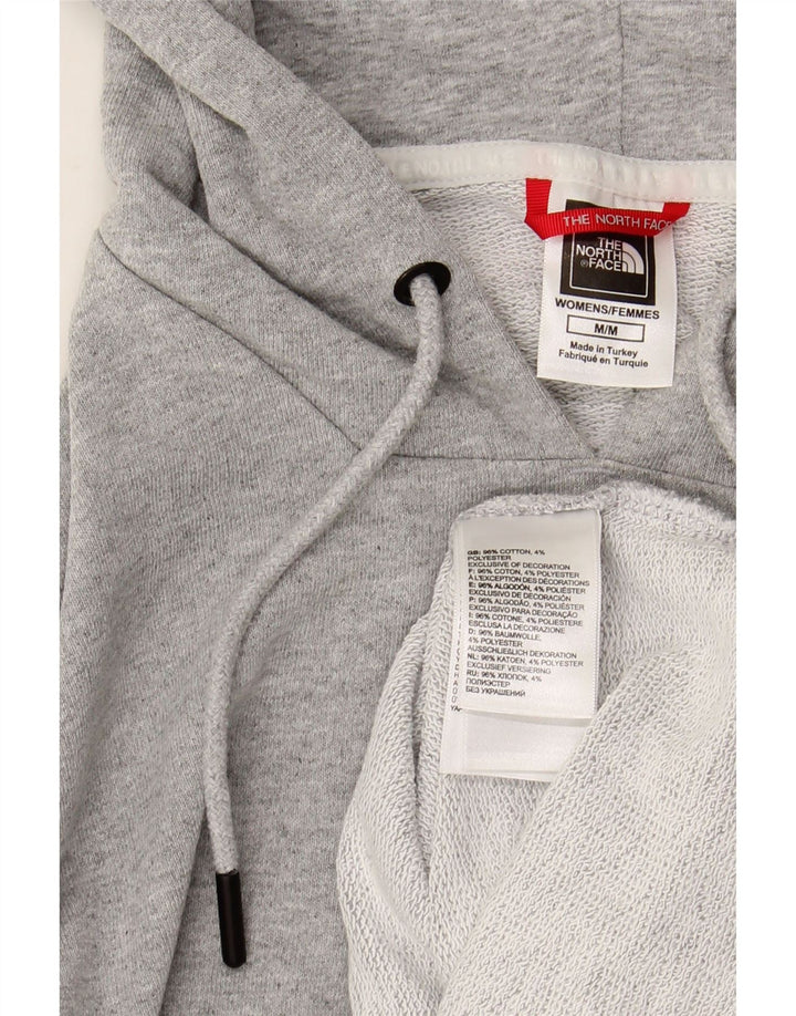 THE NORTH FACE Dame Crop Graphic Hoodie Jumper UK 14 Medium Grey Bomuld