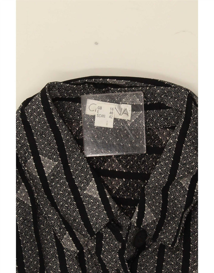 Vintage dameskjorte UK 16 Stor sort stribet