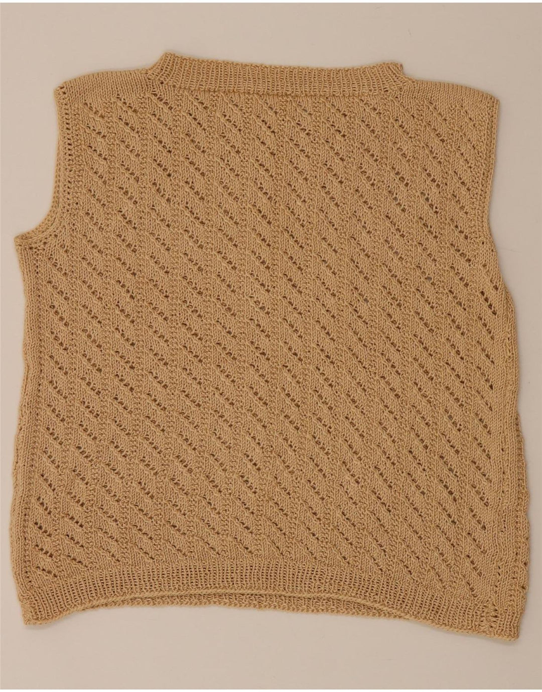 VINTAGE Womens Vest Tank Top UK 14 Large Beige Vintage Vintage and Second-Hand Vintage from Messina Hembry 