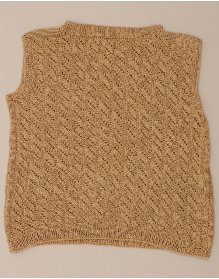 VINTAGE Womens Vest Tank Top UK 14 Large Beige Vintage Vintage and Second-Hand Vintage from Messina Hembry 