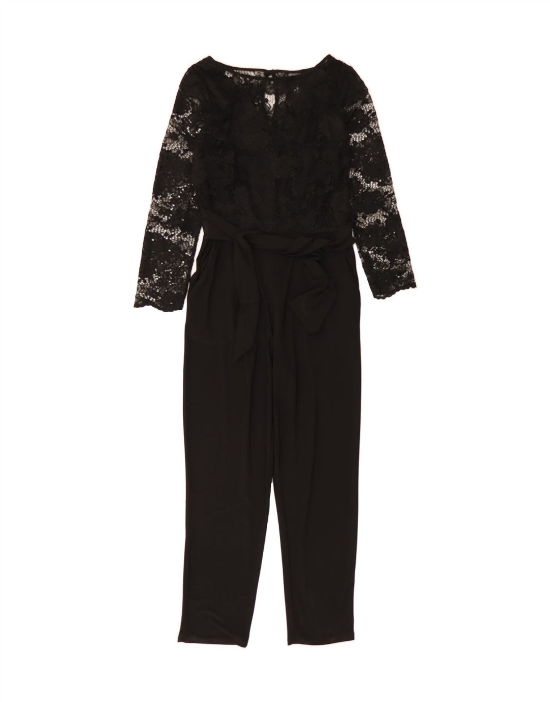 WALLIS Womens See Through Long Sleeve Jumpsuit UK 8 Small  Black Floral Vintage Wallis and Second-Hand Wallis from Messina Hembry 