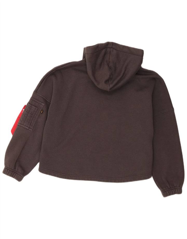 Alpha Industries Womens Crop Oversized hættetrøje Jumper UK 10 Small Grey