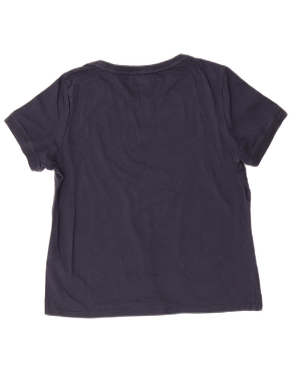 Tommy Hilfiger Womens Graphic T-Shirt Top UK 14 Medium Navy Blue Cotton
