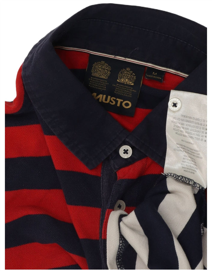 MUSTO Poloshirt til mænd Medium marineblå stribet bomuld