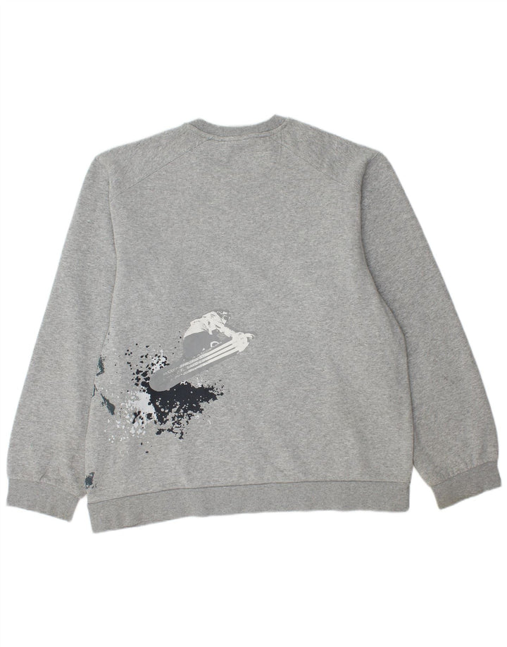 ADIDAS grafisk sweatshirt til mænd, stor grå bomuld