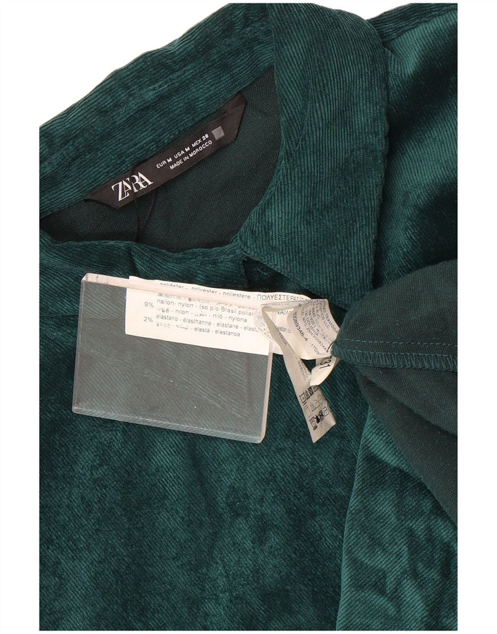 Zara Dame Oversized Corduroy Shirt UK 14 Medium Green Polyester