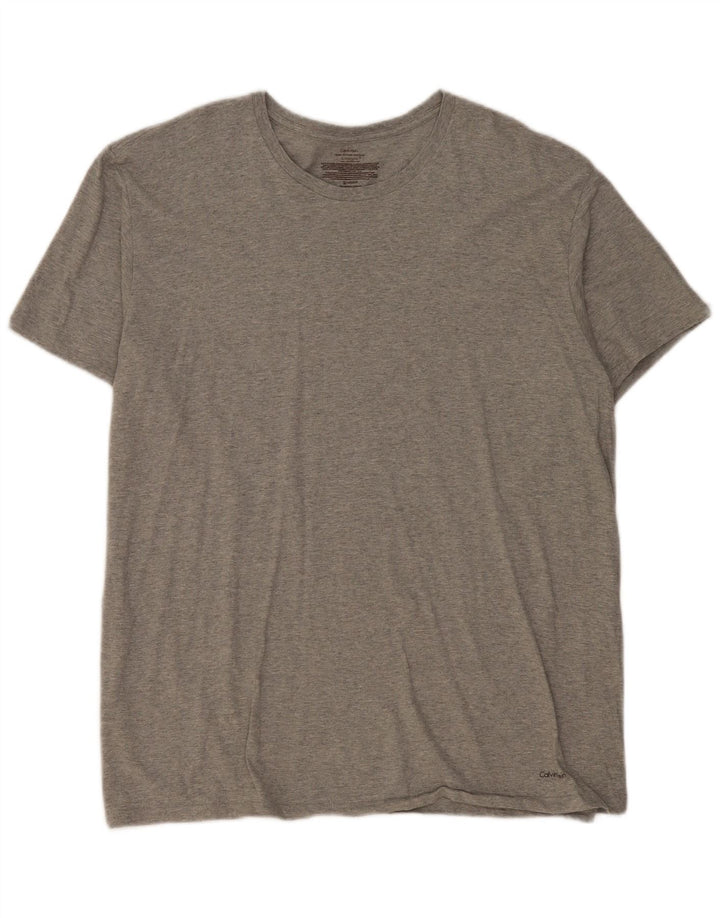 Calvin Klein Herre T-Shirt Top XL Grå Flecked