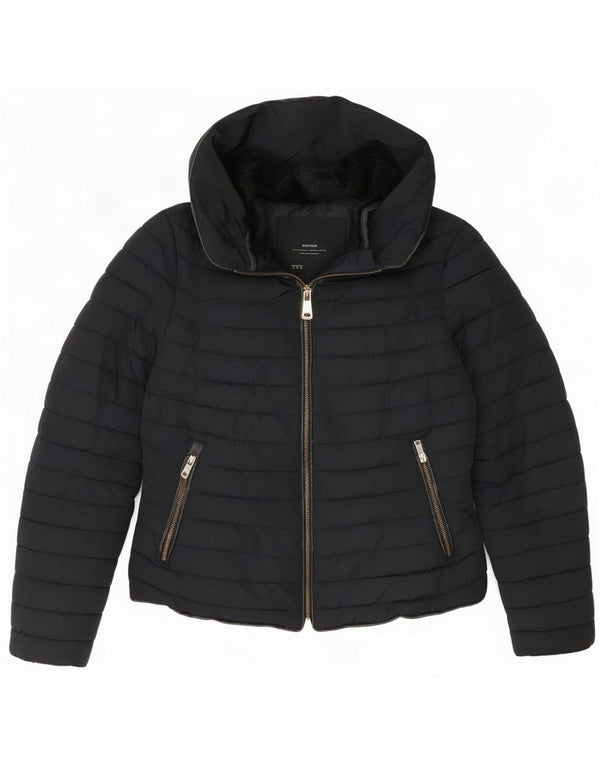 Zara Dame Crop Hooded Polstret Jakke UK 10 Small Black