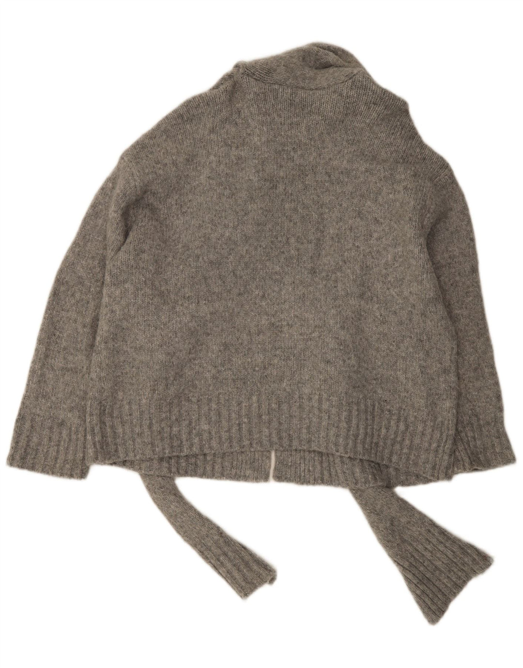Zara Womens Oversized Front Tie Cardigan Sweater UK 16 Large Grå Nylon