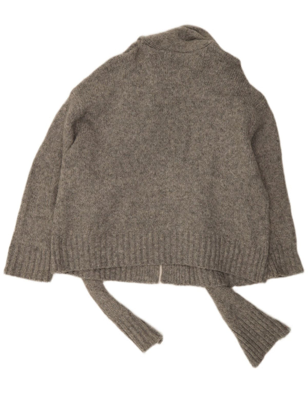 Zara Womens Oversized Front Tie Cardigan Sweater UK 16 Large Grå Nylon