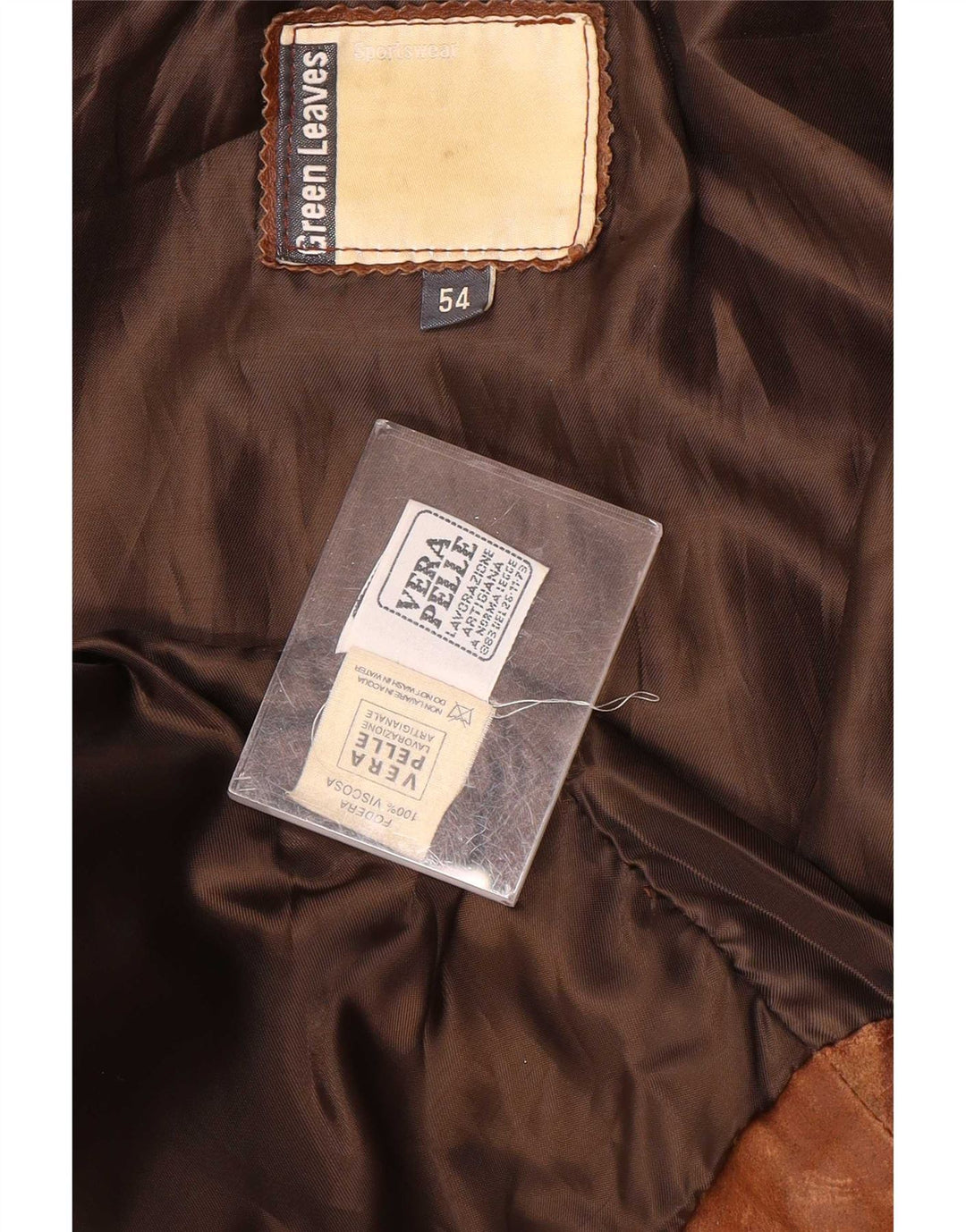 Grønne Blade Herre Læder Gilet IT 54 2XL Brun