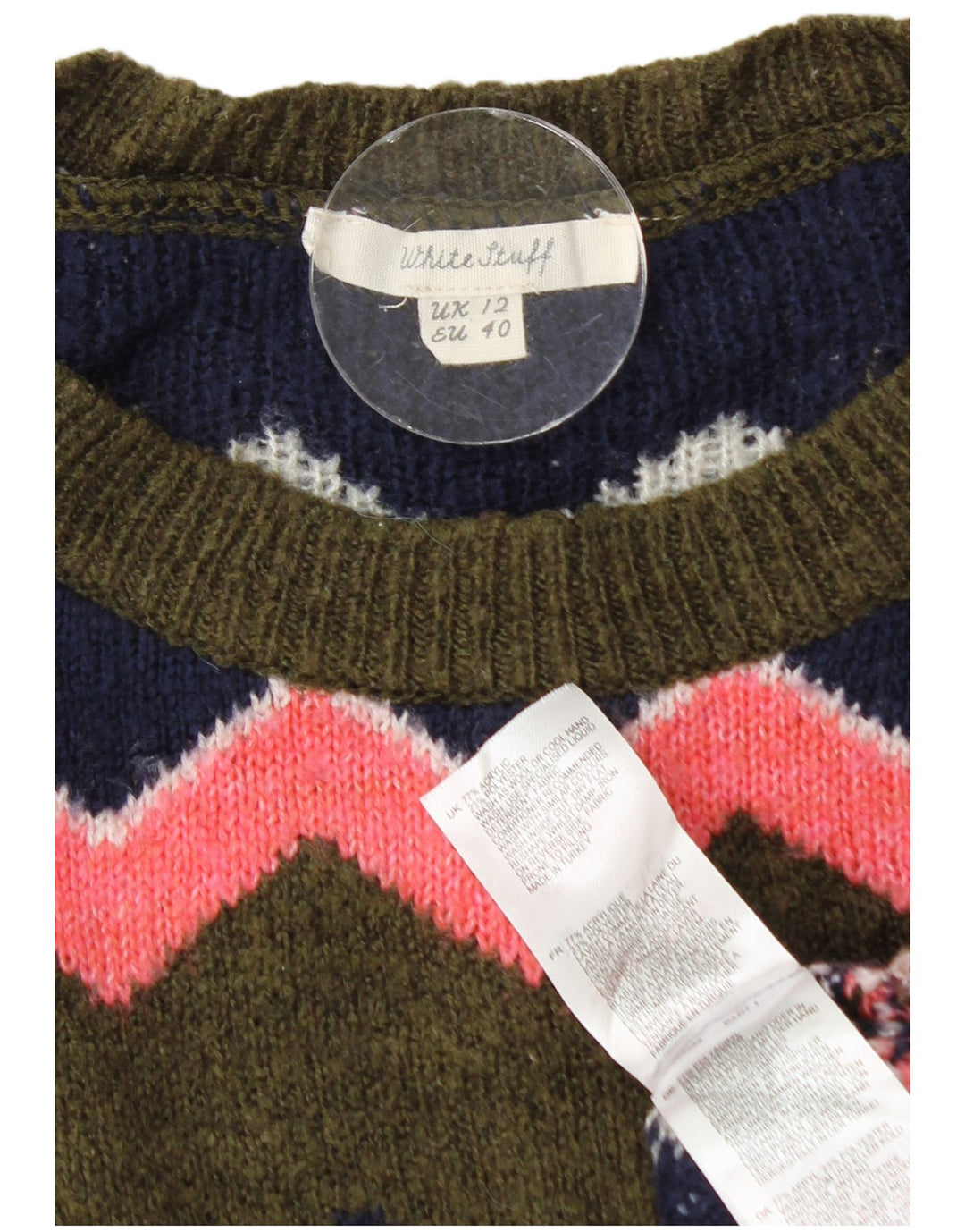 White Stuff Dame Crew Neck Jumper Sweater UK 12 Medium Multicolored
