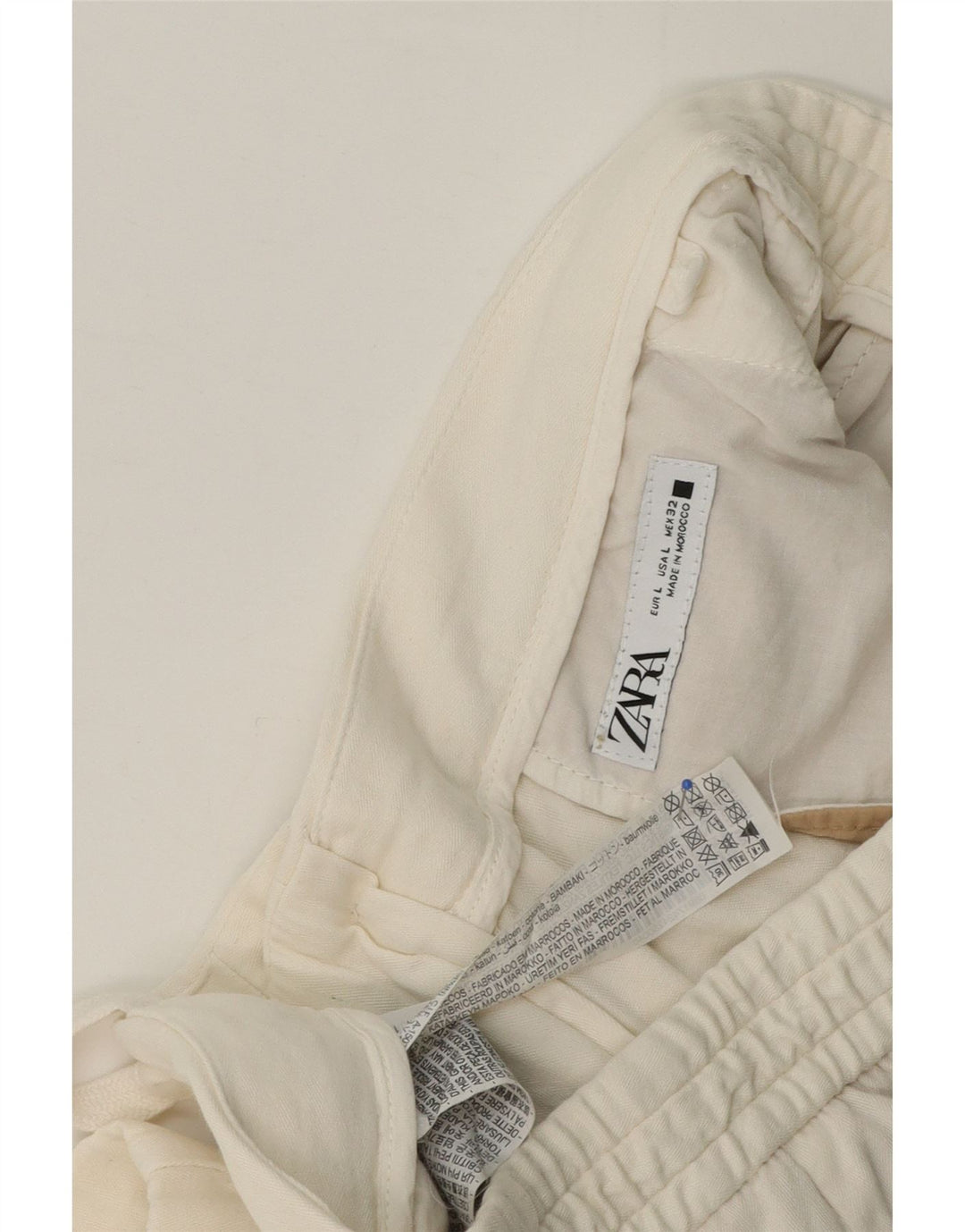 Zara Herre Chino Shorts Large W32 Hvid Bomuld