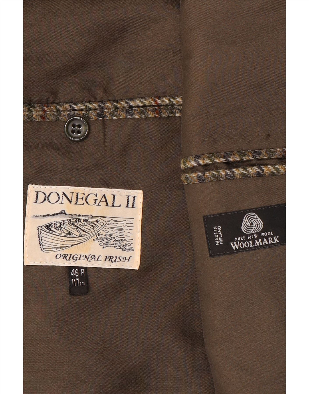 DONEGAL Herre 2-knaps blazerjakke UK 40 Large Brown Houndstooth