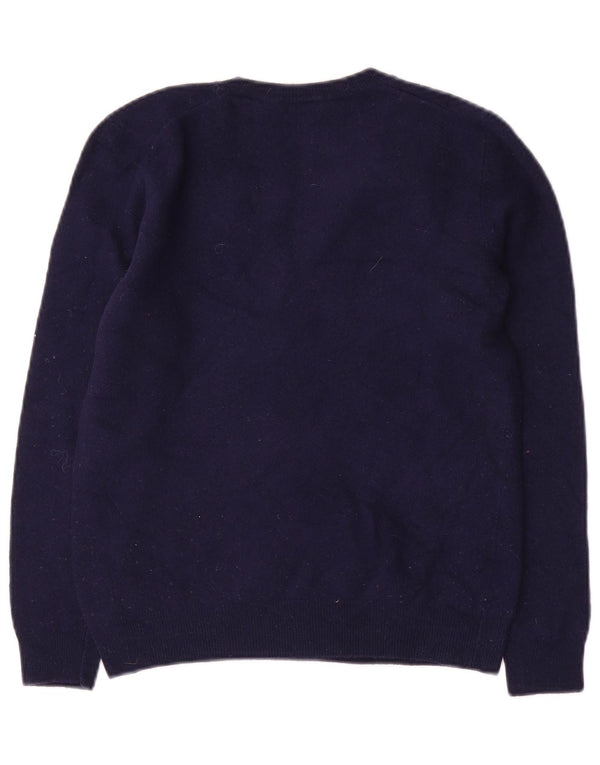 BENETTON Dame Crop V-hals sweater UK 10 Small Navy Blue