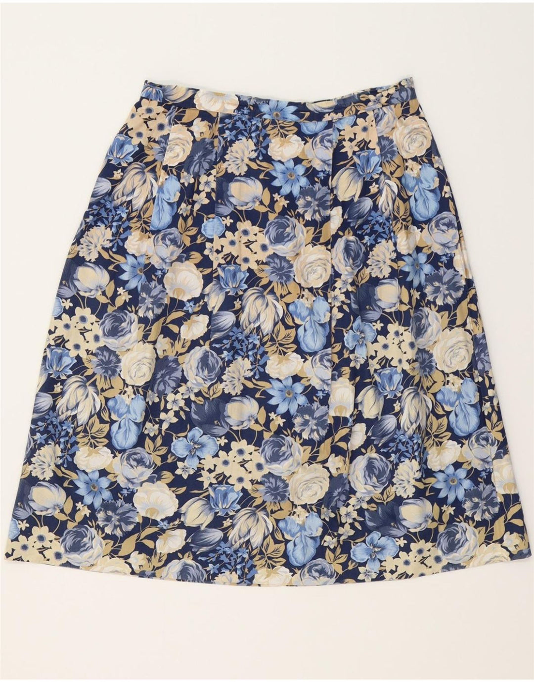 VINTAGE Womens A-Line Skirt W30 Medium  Navy Blue Floral Vintage Vintage and Second-Hand Vintage from Messina Hembry 