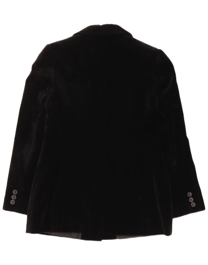 Tris Line Dame 3 Button Velvet Blazer Jacket IT 44 Medium Black Acetate