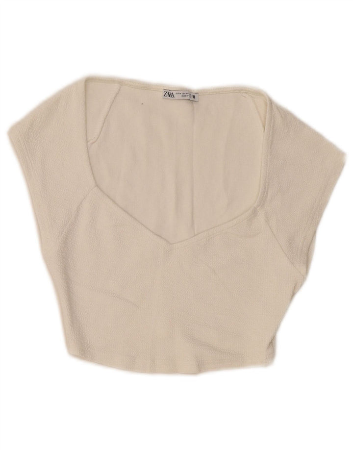Zara Womens Crop Bluse Top UK 12 Medium White