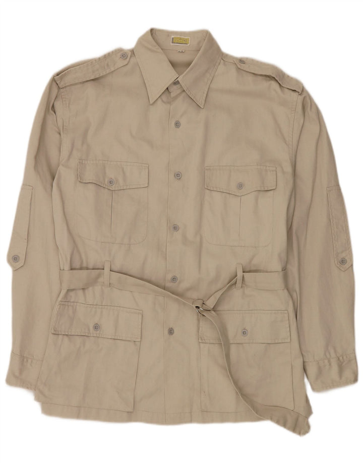 FLY TIME Herre Militærskjorte IT 52 Stor Beige Bomuld
