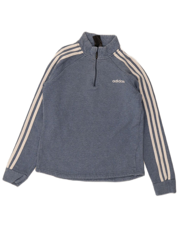 Adidas Sweatshirt med lynlås til kvinder UK 4/6 XS Blå bomuld