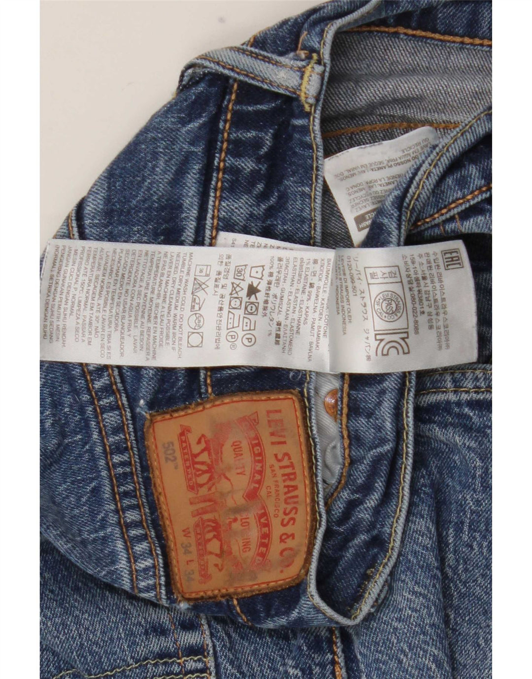 Levi's Herre 502 tilspidsede jeans W34 L34 blå bomuld