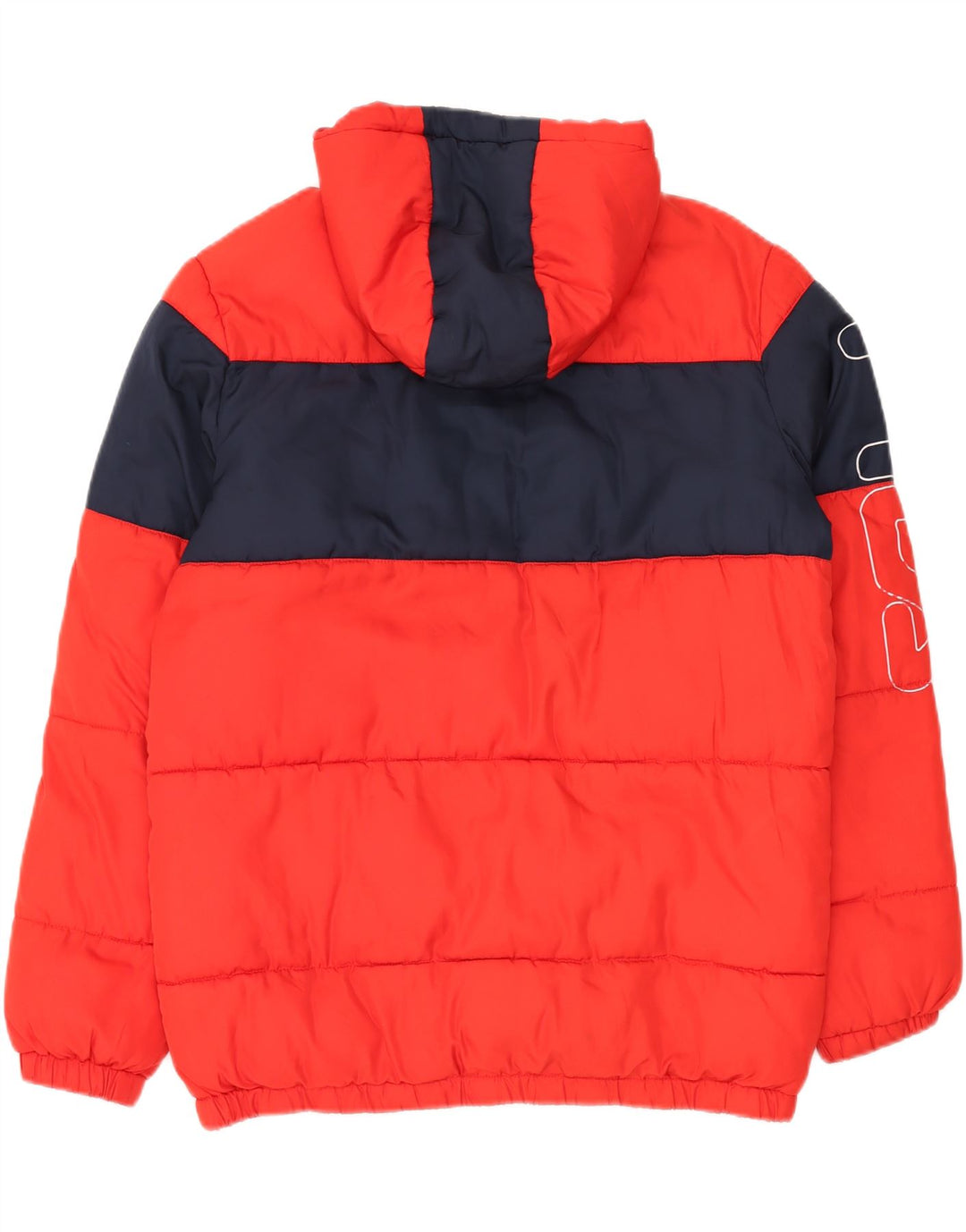 FILA Herre grafisk polstret hættejakke UK 38 Medium Red Colourblock
