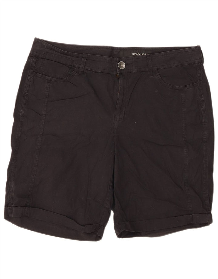 DKNY Womens Casual Shorts US 10 Large W34 Black Bomuld