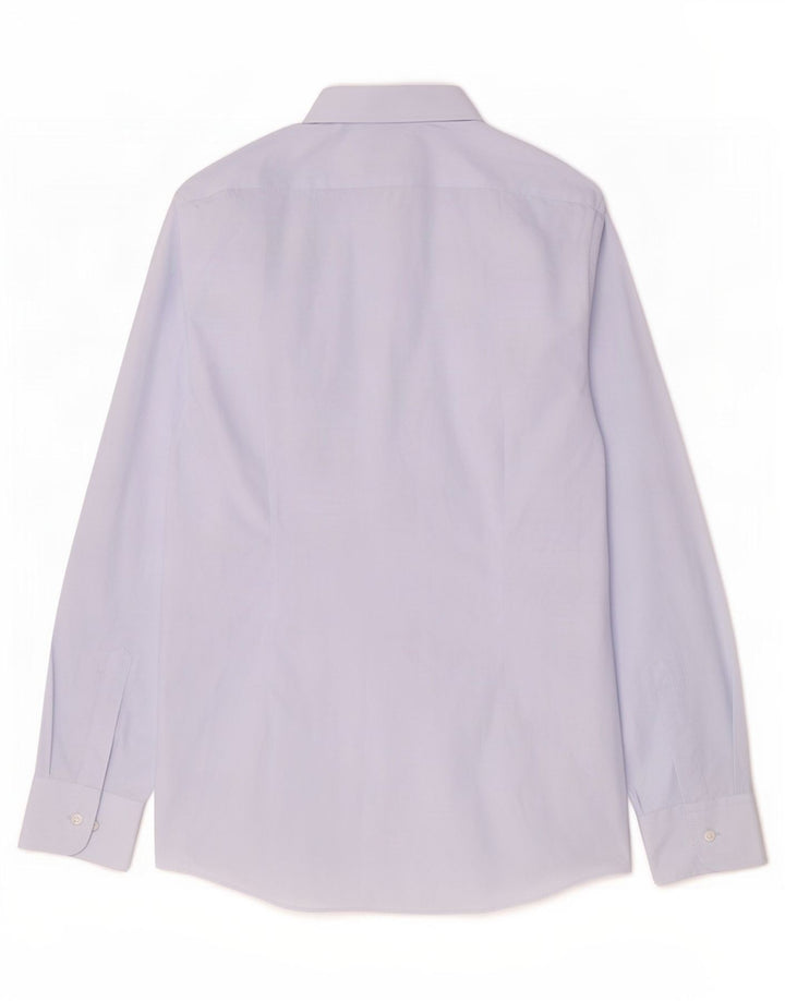Marks & Spencer Herre Slim Shirt UK 39/40 15 1/2 Medium Blue Polyester