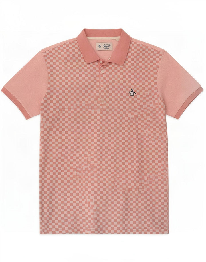 Penguin Herre Polo Shirt Stor Pink Geometrisk