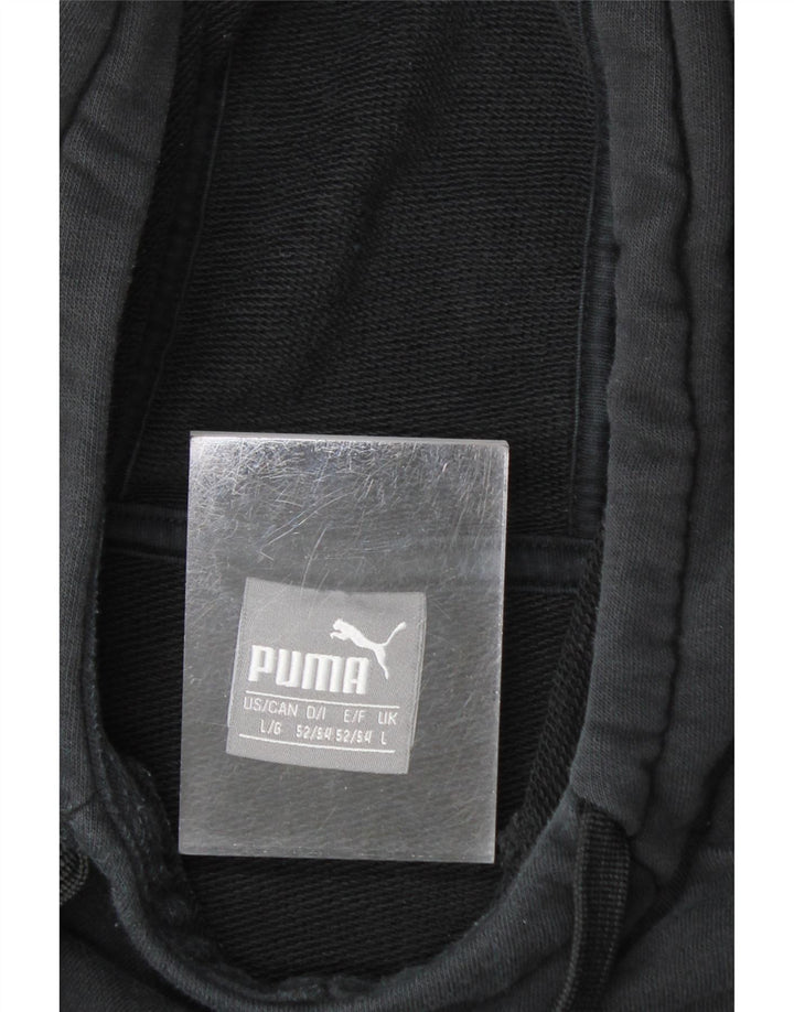 PUMA Mens Graphic Hoodie Jumper Large Black Cotton Vintage Puma and Second-Hand Puma from Messina Hembry 