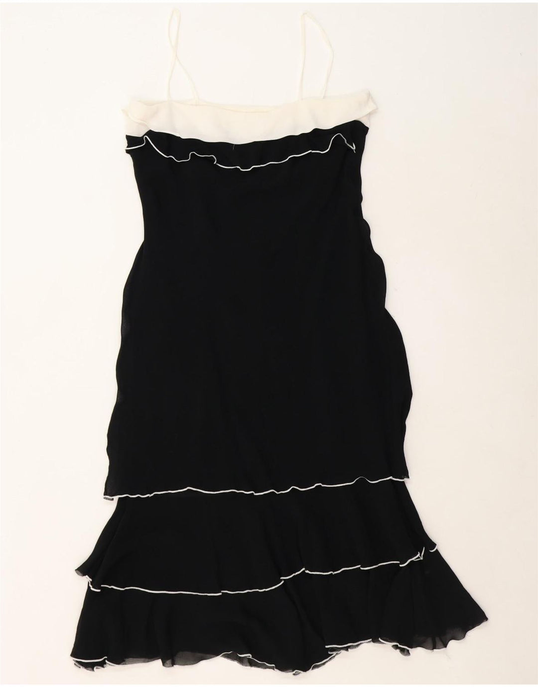 WALLIS Womens Ruffle Slip Dress UK 12 Medium Black Polyester Vintage Wallis and Second-Hand Wallis from Messina Hembry 