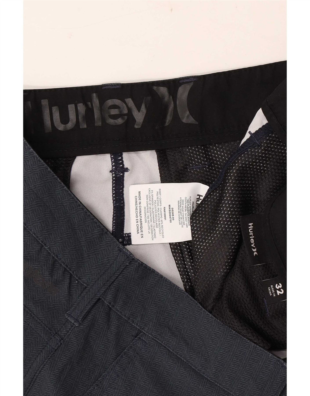 Hurley Herre Chino Shorts W32 Medium Navy Blue Polyester