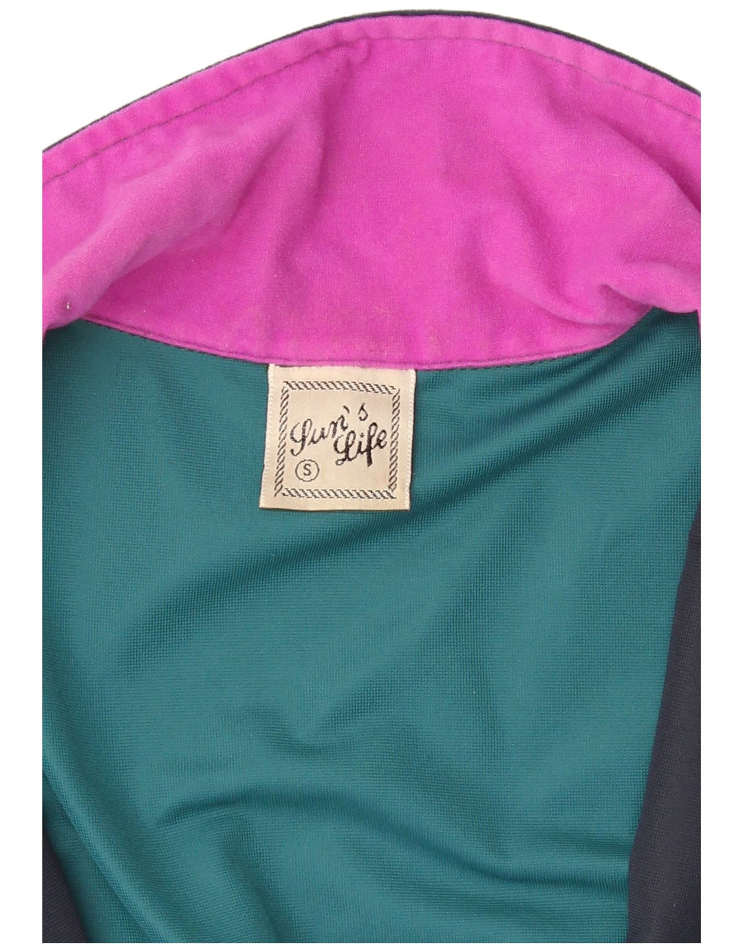 Vintage herre velour træningsdragt topjakke Lille flerfarvet Colourblock