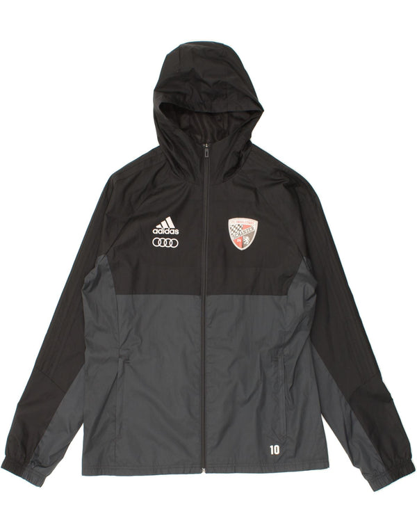 ADIDAS Grafisk regnjakke med hætte til mænd UK 38 Medium Black Colourblock