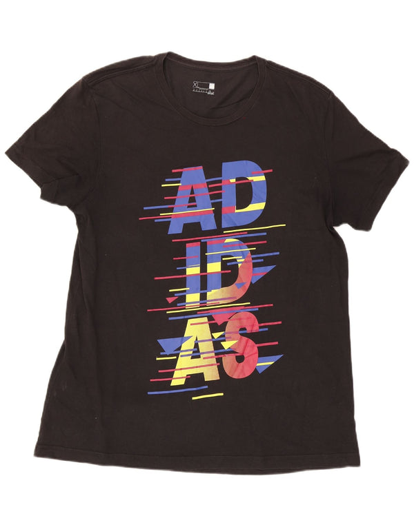 Adidas Herre Climalite Grafisk T-Shirt Top XL Sort Bomuld