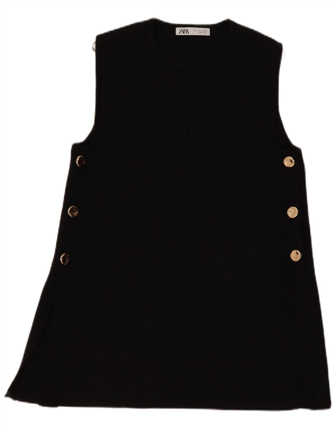 Zara Dame Sleeveless Jumper Dress UK 14 Large Black Polyester