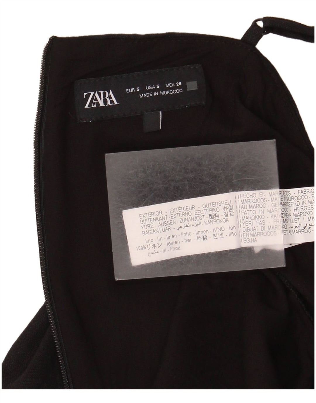 Zara Dame Playsuit UK 10 Small Black Linen