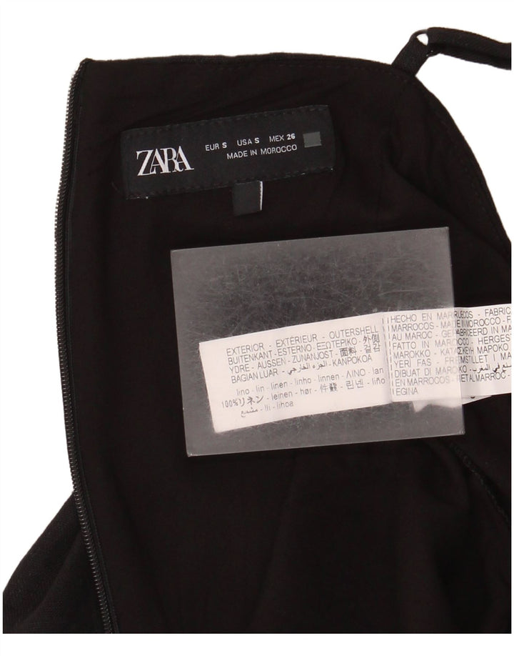 Zara Dame Playsuit UK 10 Small Black Linen