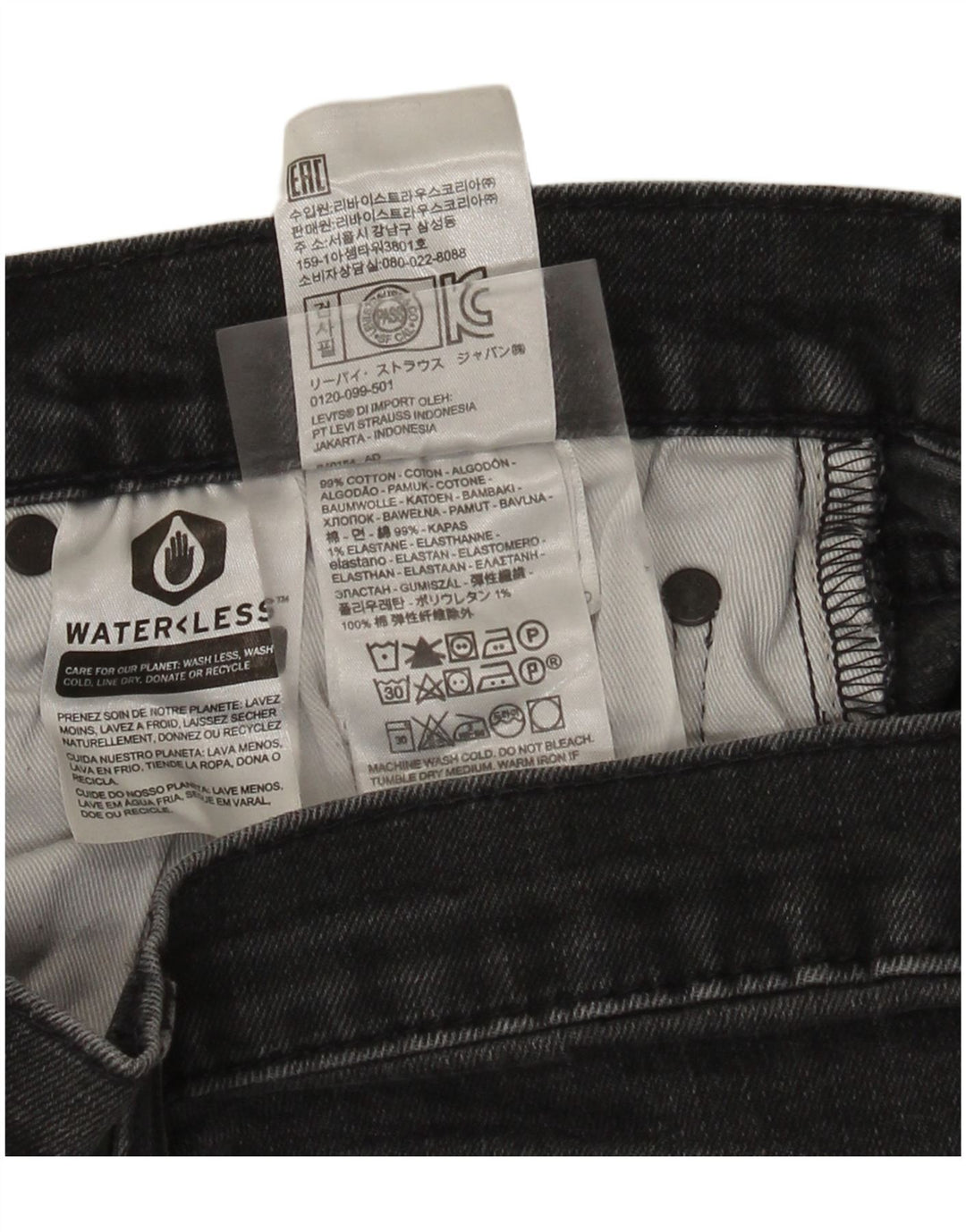 Levi's Slim Jeans til mænd W34 L32 Grå bomuld