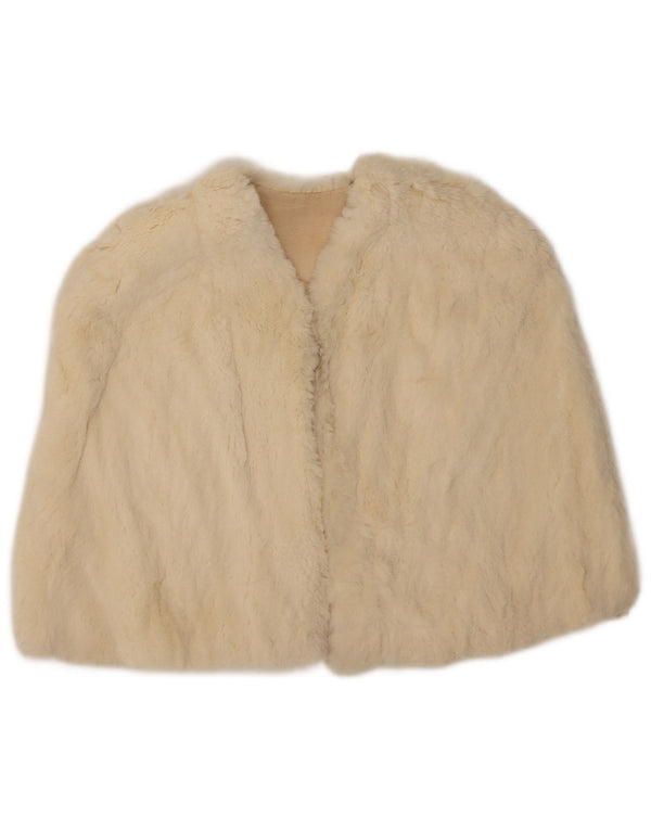 Vintage Dame imiteret Pels Capelet Coat One Size Off White