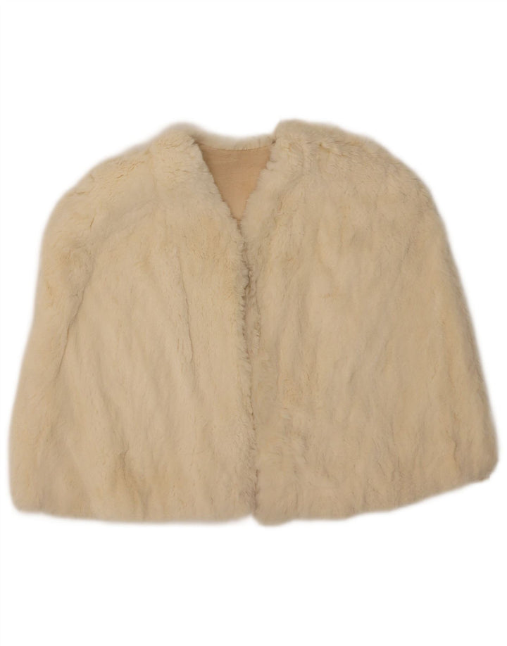 Vintage Dame imiteret Pels Capelet Coat One Size Off White