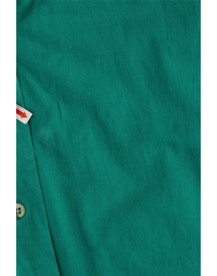 VINTAGE ærmeløs skjortebluse til kvinder UK 12 Medium Turkis