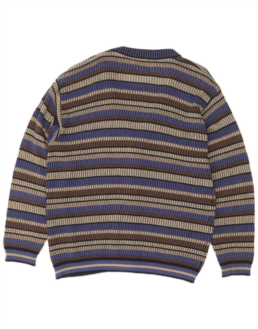 Marc Rene Herre Cardigan Sweater IT 52 Stor Blå Stribet Bomuld